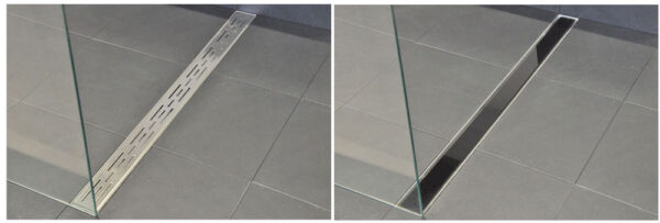 Wiesbaden glasrooster voor douchegoot 90 x 7 cm glanzend zwart - Afbeelding 3