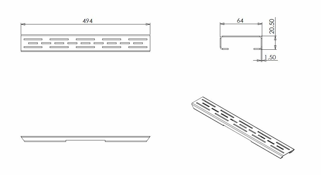 Wiesbaden rooster standaard voor 3e generatie douchegoot 50 x 7 cm mat zwart - Afbeelding 2