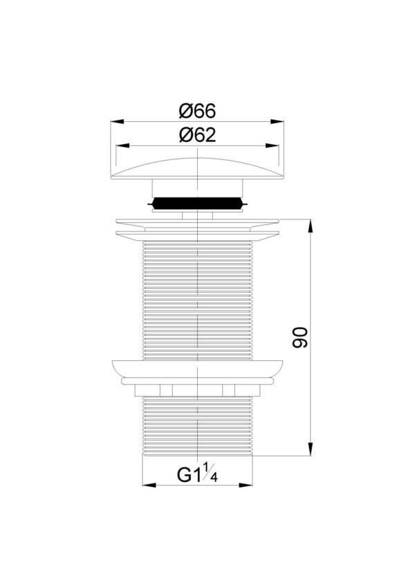 luxe lange clickwaste 9cm 5/4'' chroom - Afbeelding 2