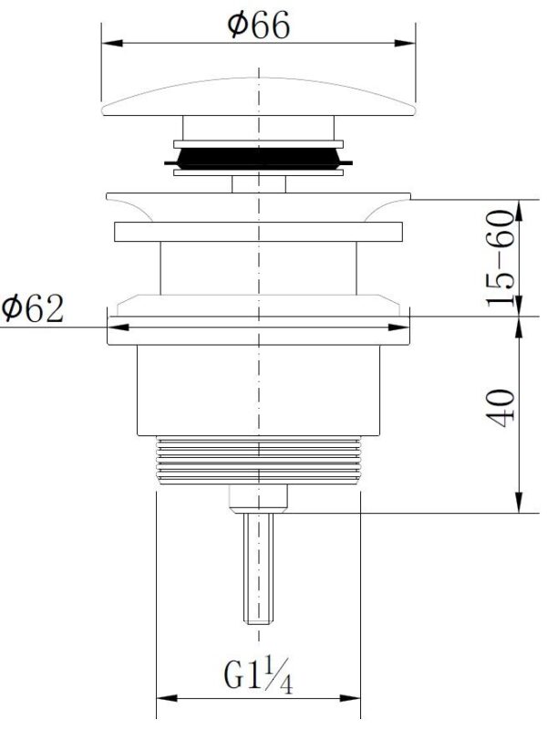 Caral clickwaste afvoerplug 5/4" keramiek glans wit - Afbeelding 4