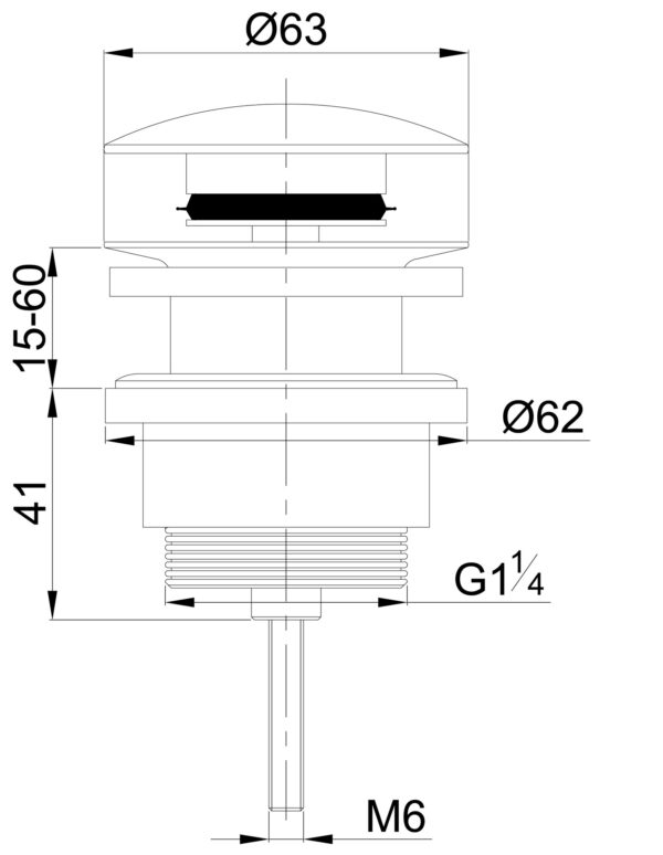 Caral clickwaste afvoerplug 5/4" mat zwart - Afbeelding 2