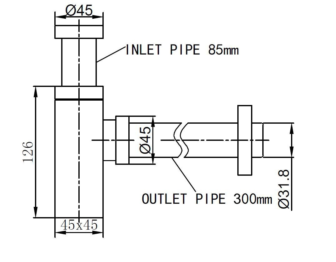 Star sifon vierkant 5/4" x 32 mm chroom - Afbeelding 2
