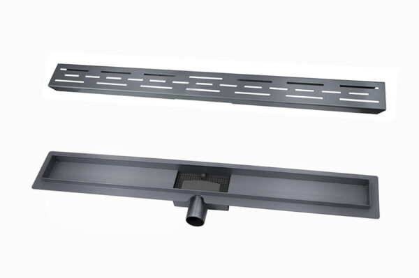 Wiesbaden douchegoot met flens en rooster 100 x 7 cm gunmetal - Afbeelding 2