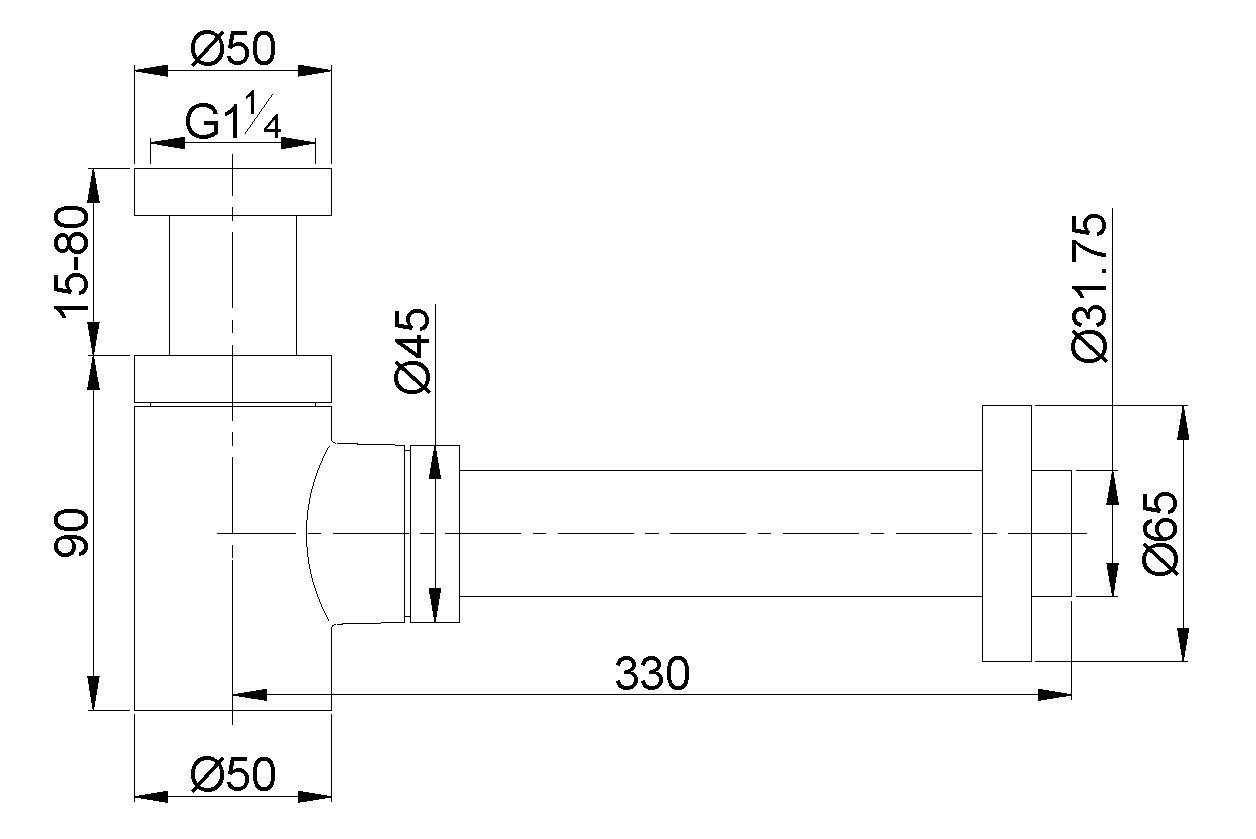 Star sifon laag 5/4" x 32 mm gunmetal - Afbeelding 2