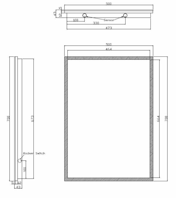 Quatro spiegel rechthoek met LED, dimbaar en spiegelverwarming 70 x 50 cm - Afbeelding 3