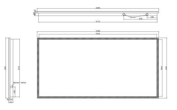 Quatro spiegel rechthoek met LED, dimbaar en spiegelverwarming 120 x 60 cm - Afbeelding 2