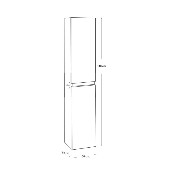 SEPHIA kolomkast 140x30x25 mat wit - Afbeelding 2