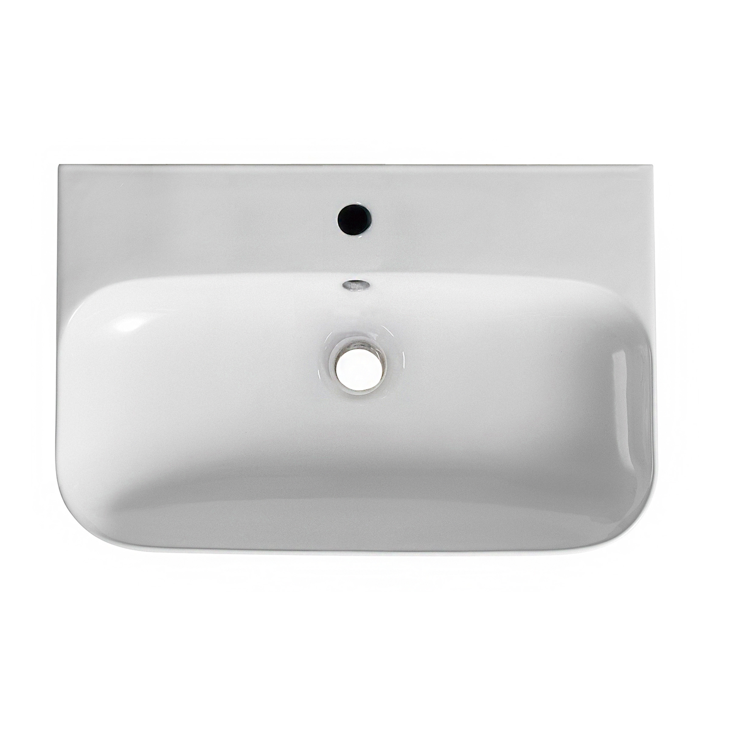 Finta vrijhangende wastafel 65,5 x 42 x 16,5 cm keramiek glans wit - Afbeelding 2