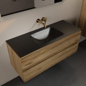 MONDIAZ AIVY 120cm badmeubel Chai, wastafel Urban solid surface midden zonder kraangat