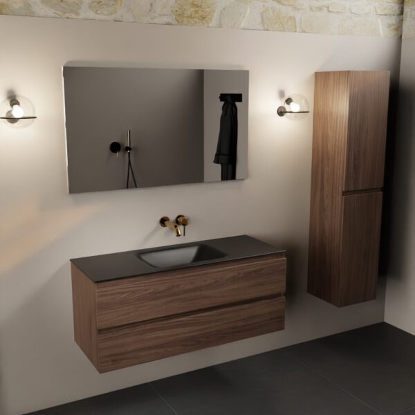MONDIAZ AIVY 120cm badmeubel Mocha, wastafel Urban solid surface midden zonder kraangat - Afbeelding 2