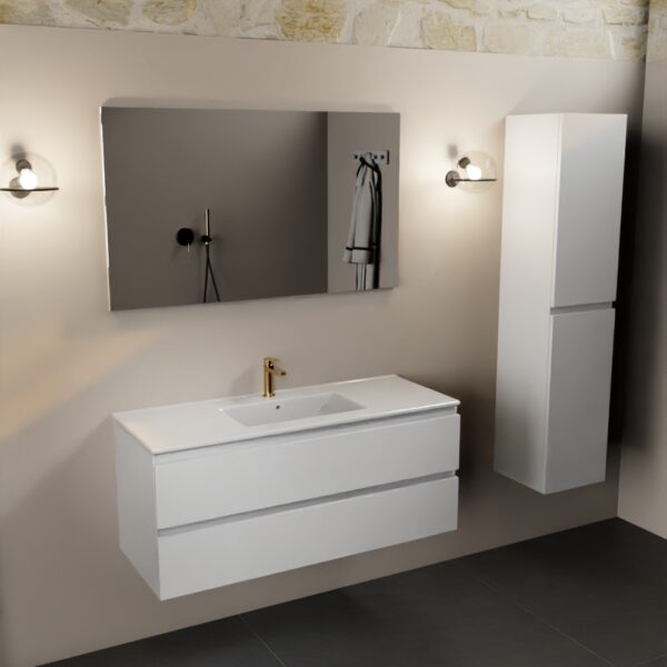 MONDIAZ AIVY 120cm badmeubel Talc, wastafel glanzend wit keramiek midden 1 kraangat - Afbeelding 2