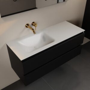MONDIAZ AIVY 120cm badmeubel Urban, wastafel Talc solid surface links zonder kraangat