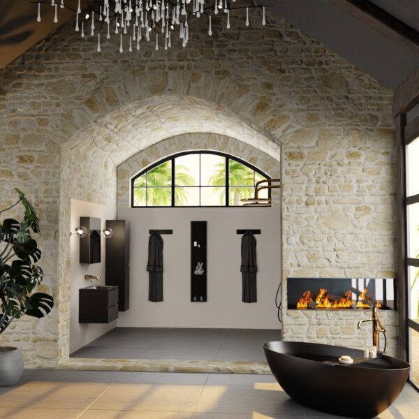 MONDIAZ AIVY 60cm badmeubel Urban, wastafel Urban solid surface midden zonder kraangat met spiegelkast - Afbeelding 3